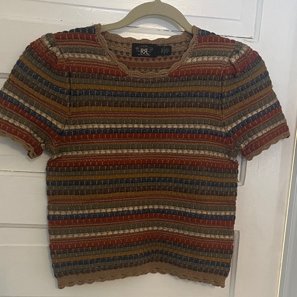Ralph Lauren Double RL Sweaters - NWOT Double RL Ralph Lauren Crochet Trim Jacquard Sweater